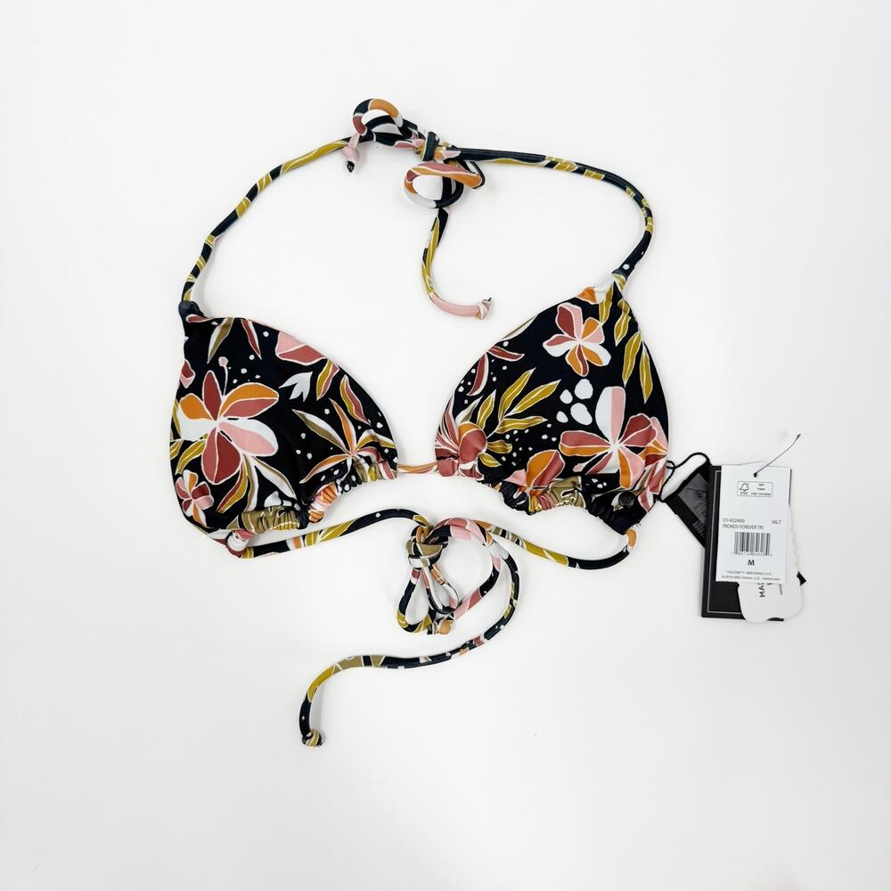 Volcom Bikini Top Size Medium Fronds Forever Triangle NWT Floral Tropical Swim